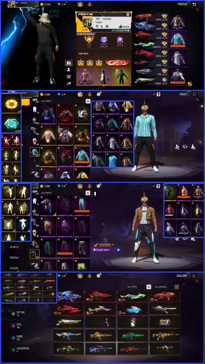 اکانت فری فایر  لول 68|کنسول، بازی ویدئویی و آنلاین|شوشتر, |دیوار