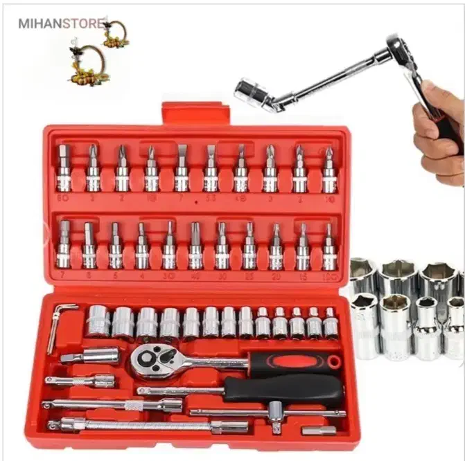 ابزار ۴۶ پارچه میخکوب دستی  دریل پیچ گوشتی شارژی|ابزارآلات|کرج, مصباح|دیوار