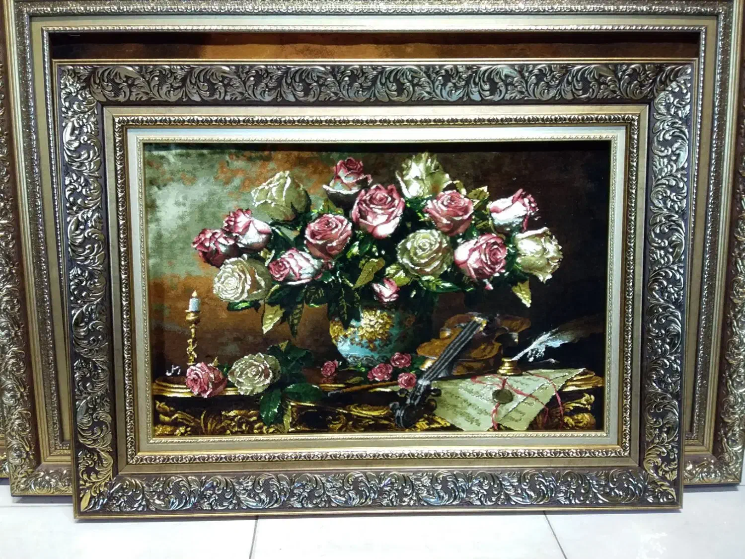 تابلو فرش گل و گیتار|تابلو فرش|تهران, علم و صنعت|دیوار