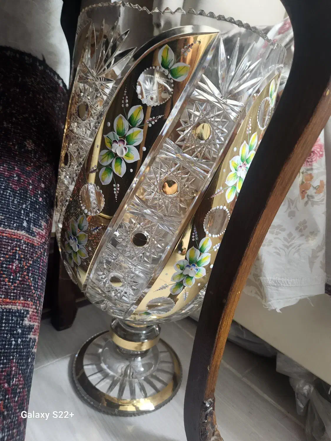گلدان کریستال /اصل /جام /بزرگ طلاکوب|صنایع دستی و سایر لوازم تزئینی|قم, زنبیل آباد|دیوار