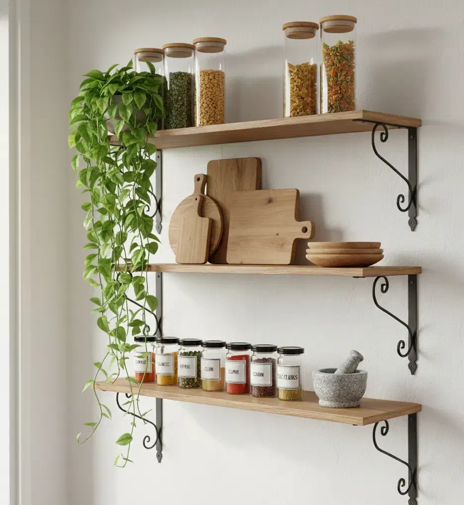 ۳ عدد شلف چوبی|کتابخانه، شلف، قفسه‌های دیواری|کوهدشت, |دیوار