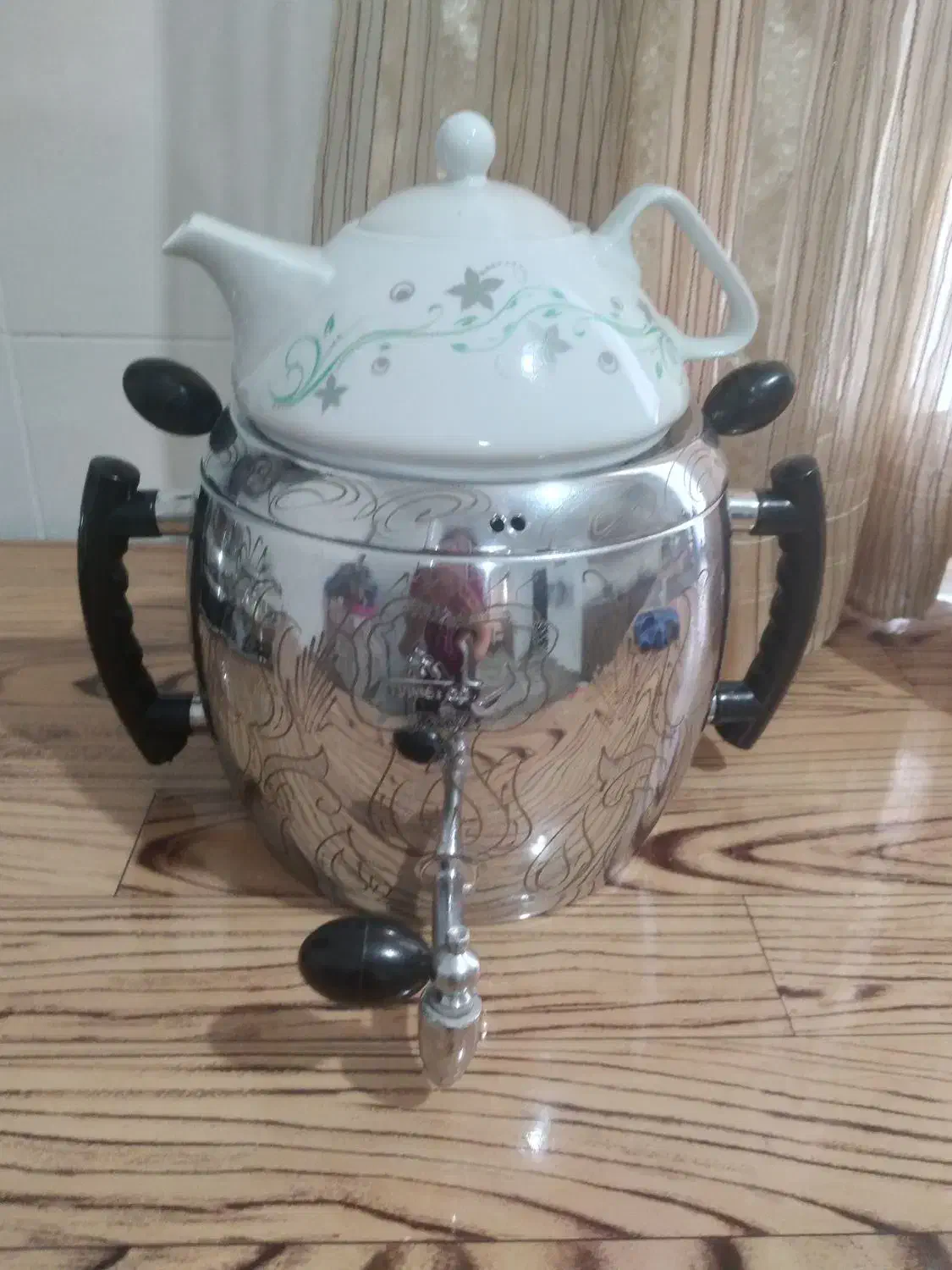 سماور به همراه قوری سینی و کاسه|سماور، چای‌ساز، قهوه‌ساز|قزوین, |دیوار