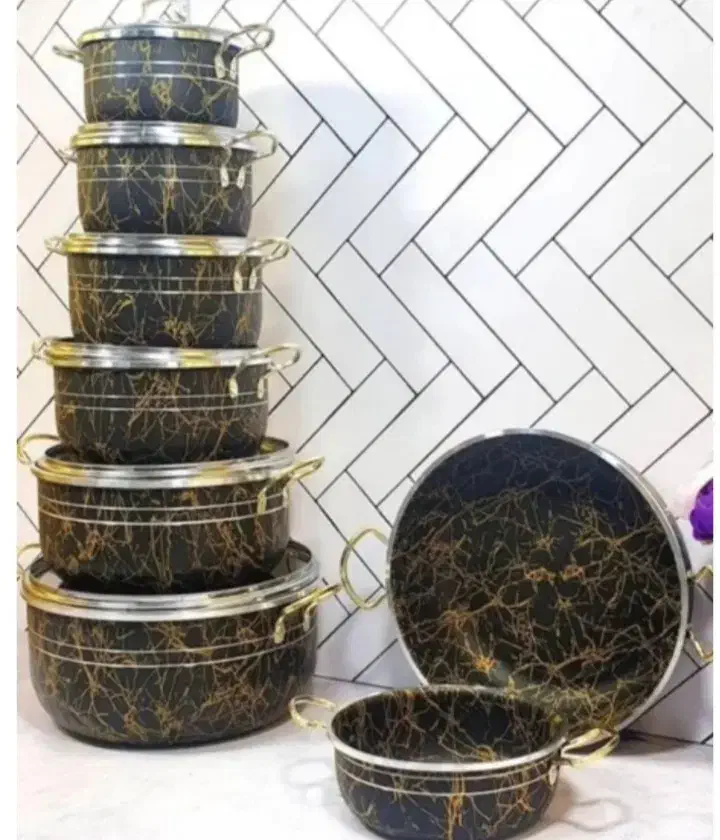 سرویس 14پارچه ماربل طرح سنگ|ظروف پخت‌وپز|نسیم‌شهر, |دیوار