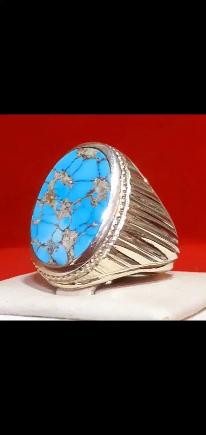 انگشتر نقره با سنگ فیروزه نیشابور طبیعی|جواهرات|مشهد, رباط طرق|دیوار