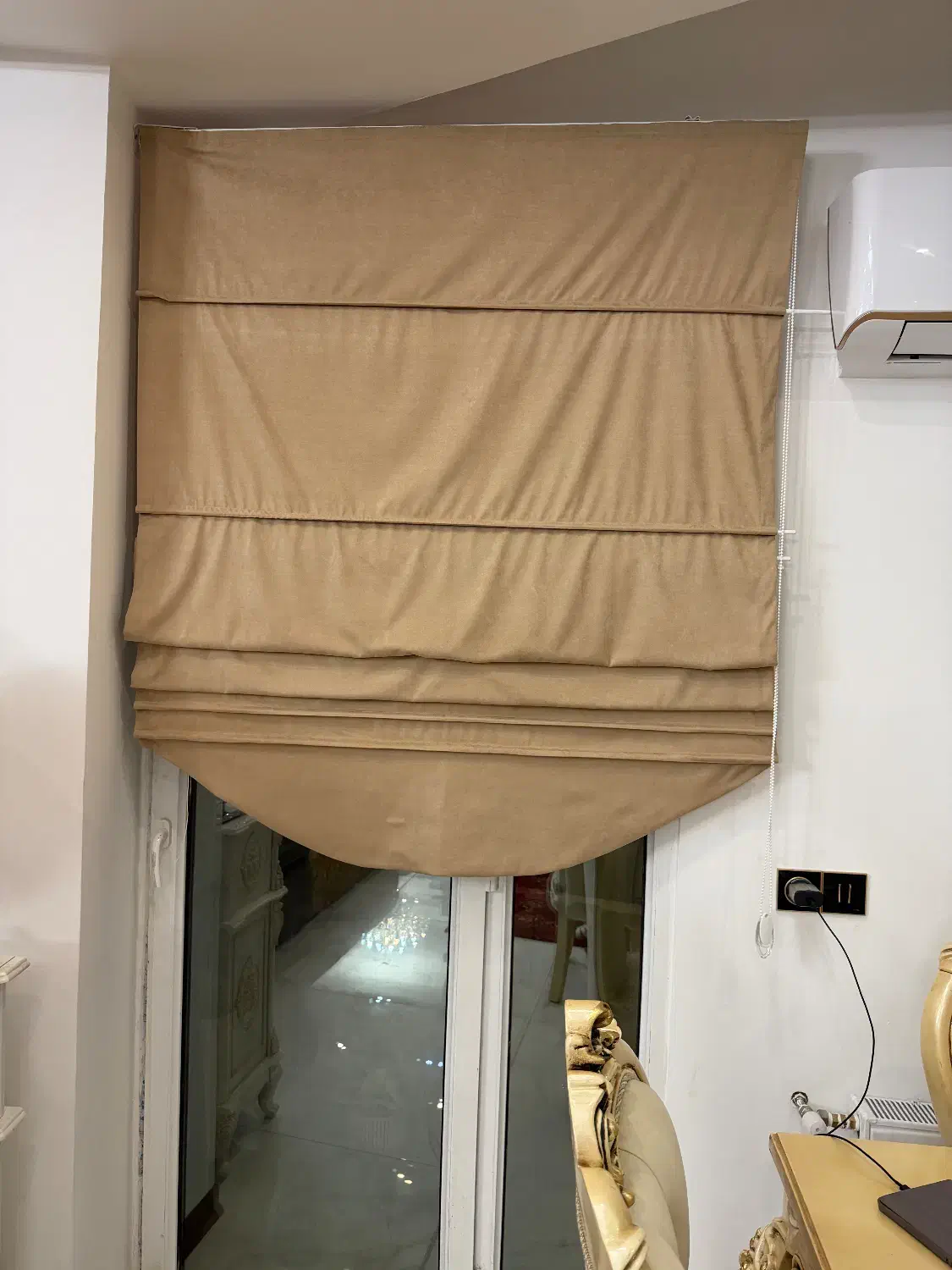 پرده رومن مخمل با میله پرده|پرده، رانر، رومیزی|ساری, |دیوار