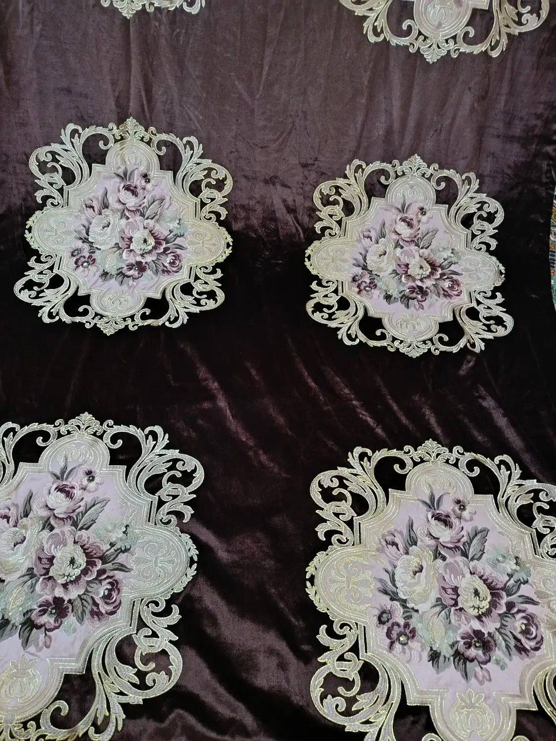 پنل پرده مخمل قهوه آیی|پرده، رانر، رومیزی|خرمشهر, |دیوار