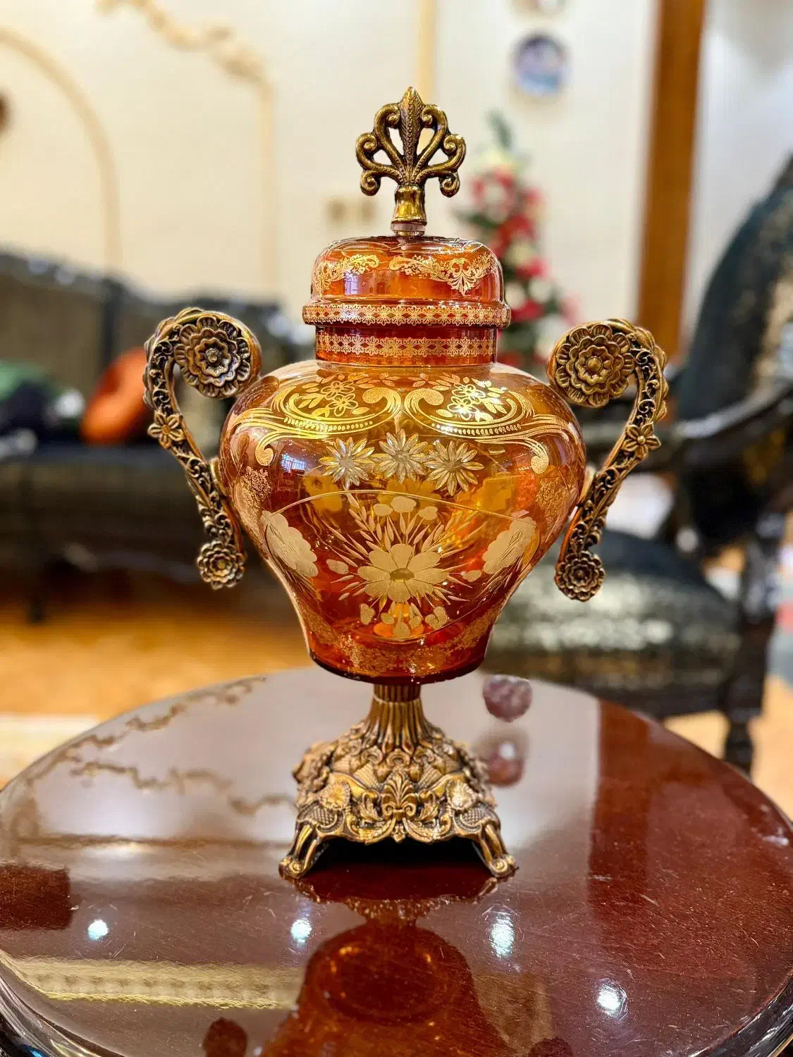 کریستال دو پوست طلا کوب ثابت گلدکیش رانر دیوار کوب|ظروف سرو و پذیرایی|تهران, سردارجنگل|دیوار