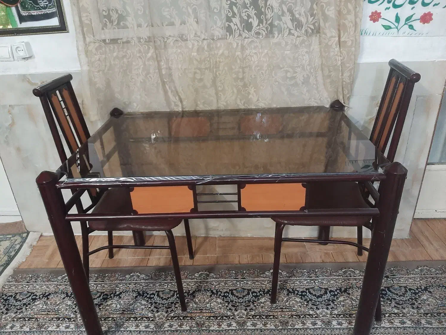 میز غذاخوری بادو صندلی وشیشه نشکن|میز و صندلی غذاخوری|خرم‌آباد, |دیوار