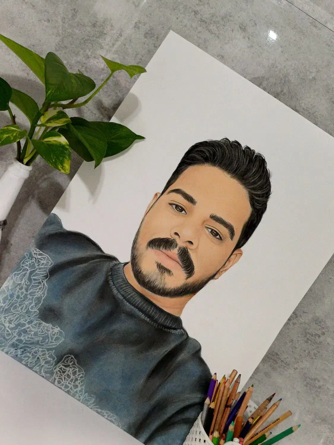 نقاشی چهره روز پدر|تابلو، نقاشی، عکس|سیرجان, |دیوار