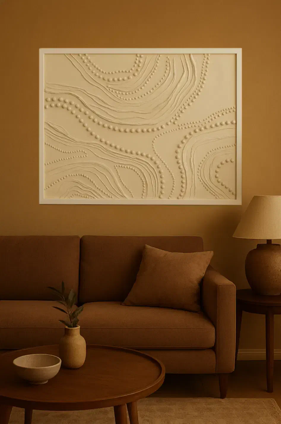 تابلو دکوراتیو تمام برجسته با طرح مروارید/ رنگ کرم|تابلو، نقاشی، عکس|فردیس, خیام غربی|دیوار