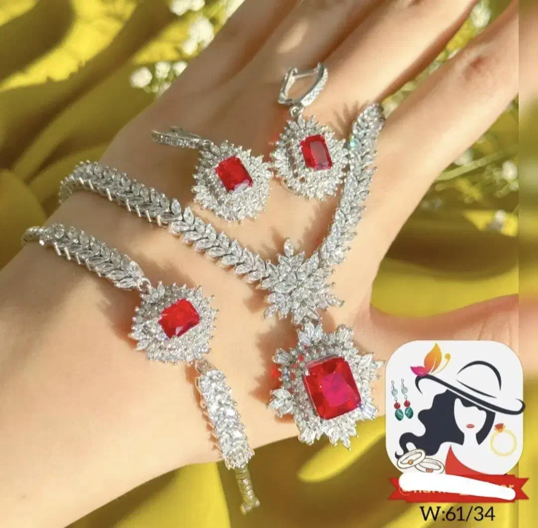 نیم ست و ست نگین نقره|جواهرات|زنجان, |دیوار