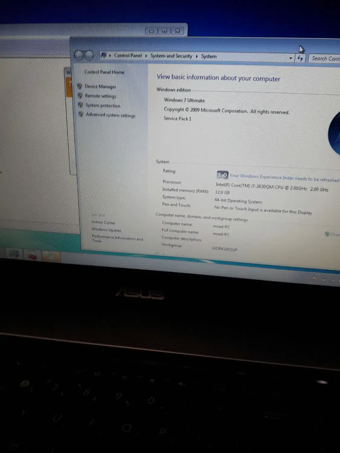 لپتاپAsus i7 12G گرافیکی 1TERA|رایانه همراه|تهران, شمیران‌نو|دیوار