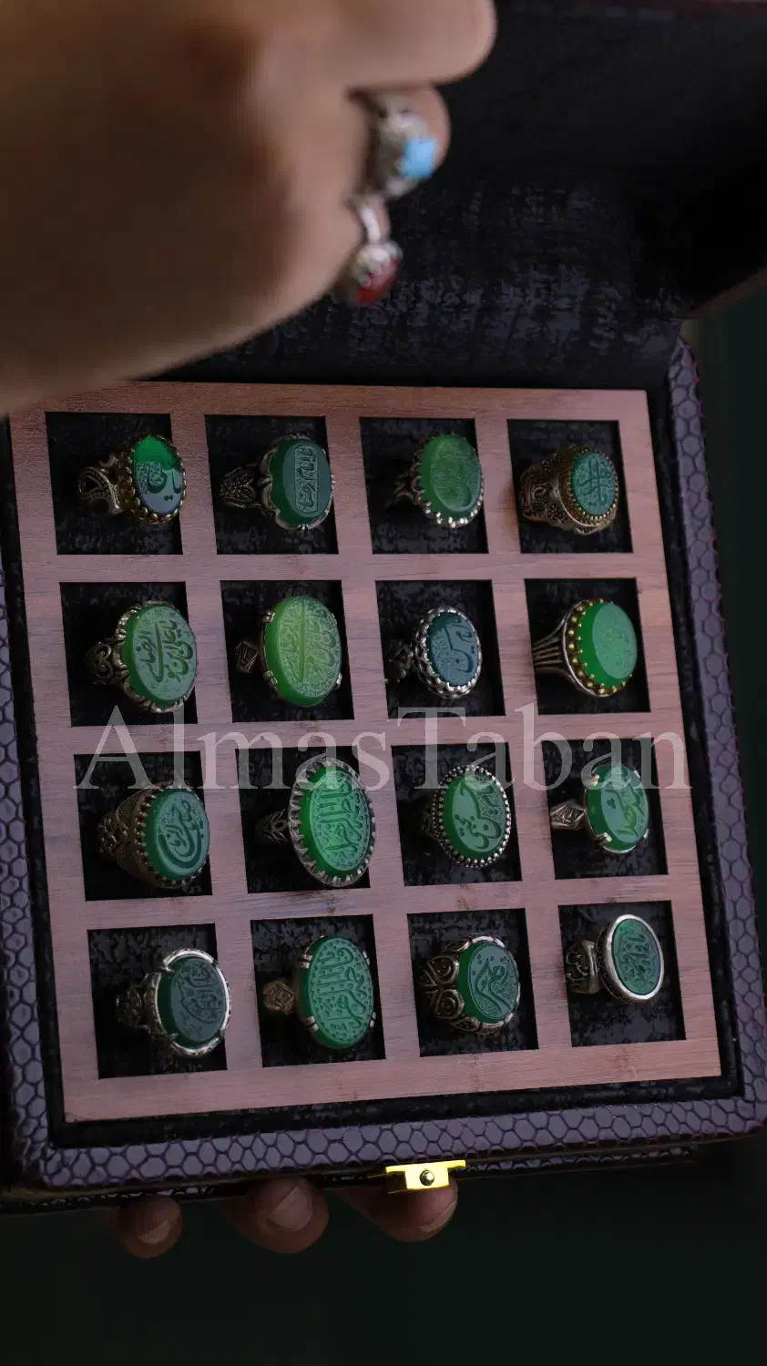 انگشتر مردانه عقیق سبز با حکاکی دست نویس|جواهرات|مشهد, چهنو|دیوار