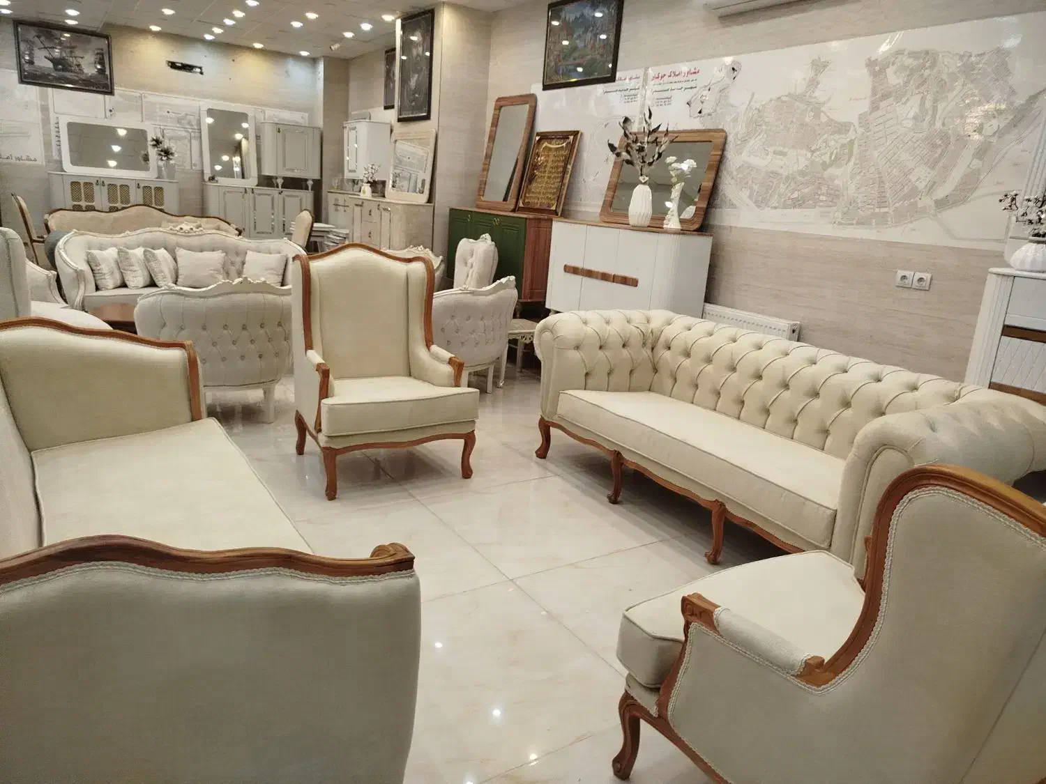 مبل کلاسیک کویین چستر دار چوب راش مدل پرنس کد ۶۶|مبلمان خانگی و میز عسلی|شیراز, دوکوهک|دیوار