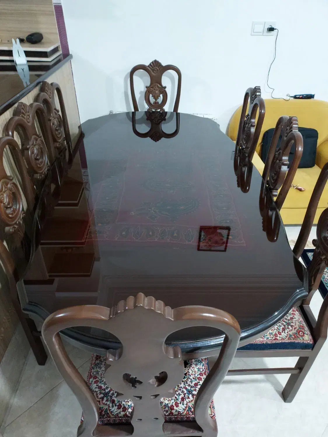 میز نهارخوری هشت نفره|میز و صندلی غذاخوری|بافت, |دیوار