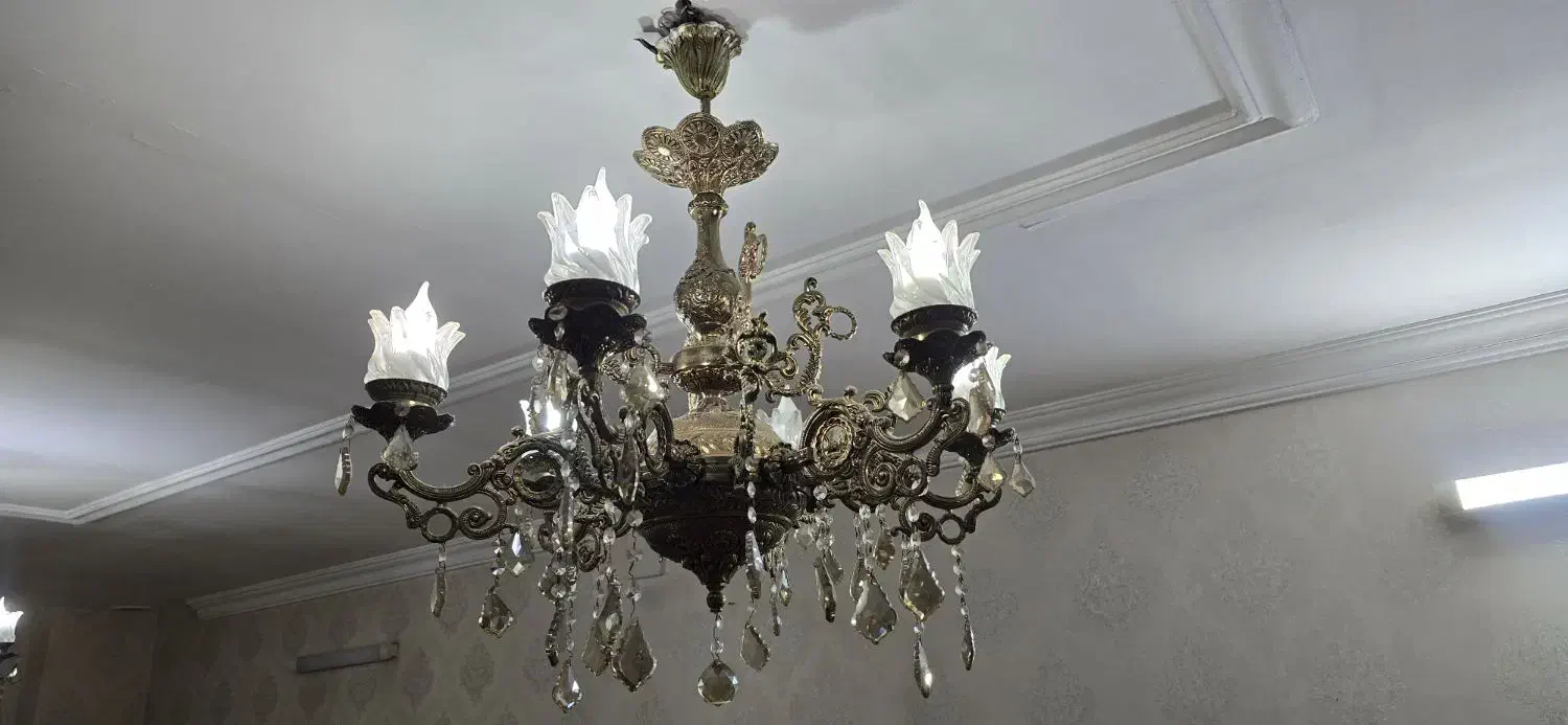 لوستر برنجی ۶ شعله|لوستر و چراغ آویز|مشهد, شهید بهشتی|دیوار