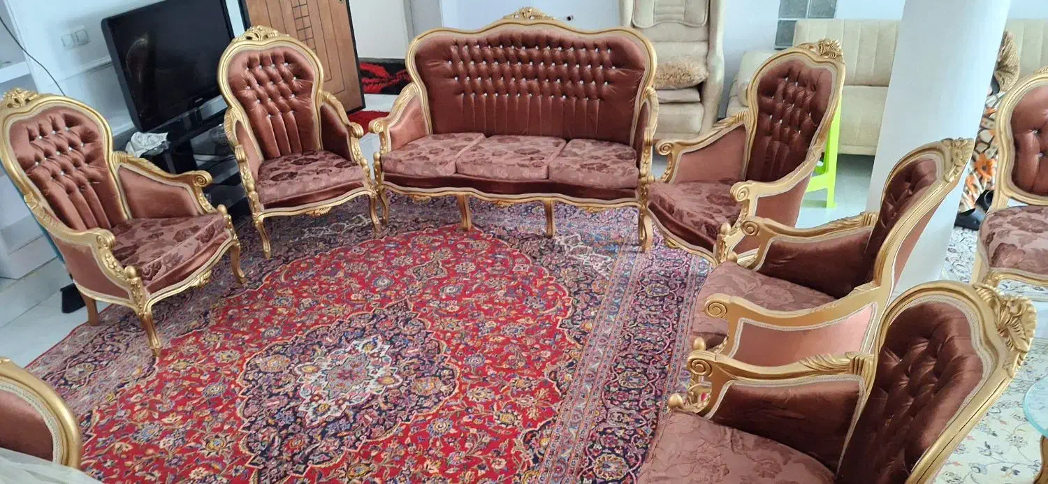 مبل ۹نفره پارچه ترک در حد نو|مبلمان خانگی و میز عسلی|کرمانشاه, |دیوار