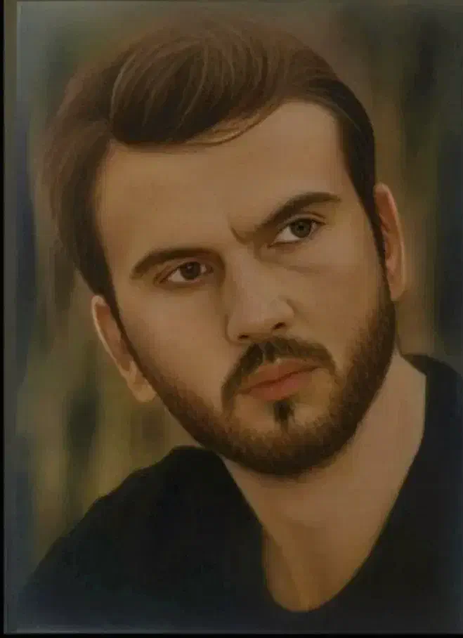 طراحی چهره سیاه قلم و رنگ روغن|تابلو، نقاشی، عکس|مشهد, شهید فرامرز عباسی|دیوار