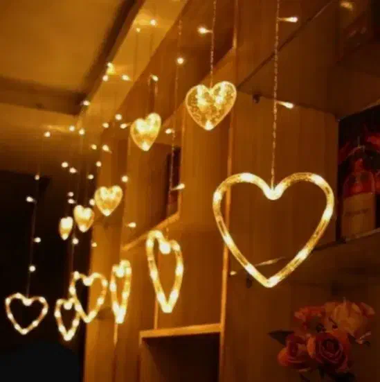 ریسه پرده ای قلبی|ریسه و چراغ تزئینی|قزوین, |دیوار