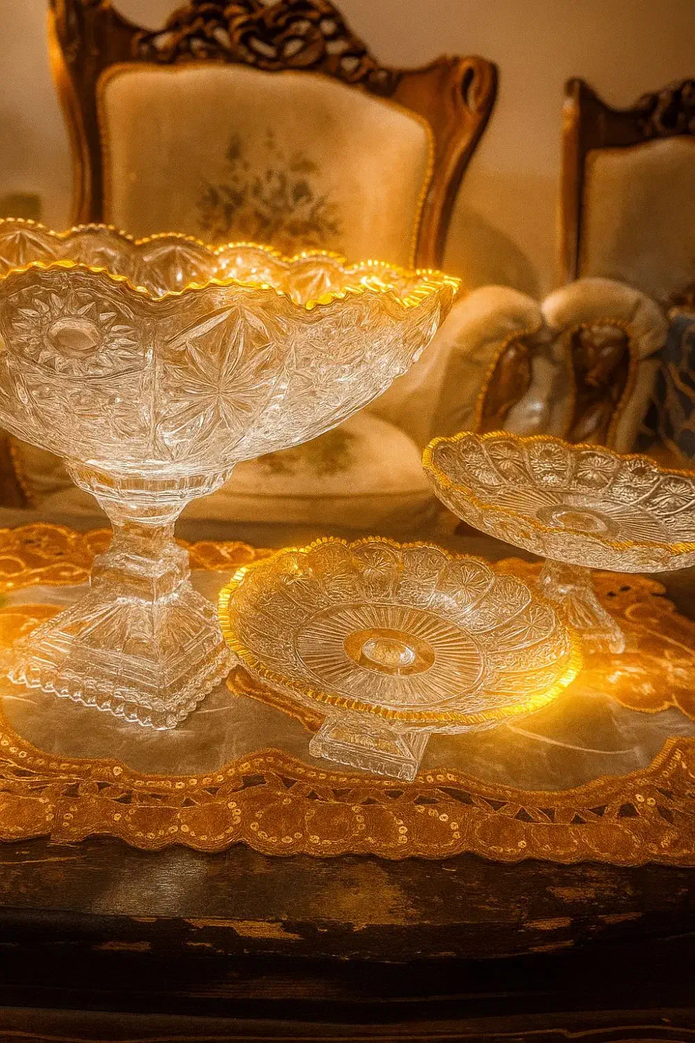 ظرف کریستال تمام تراش دور آب طلا درخشان کم نظیر|ظروف سرو و پذیرایی|شاهینشهر, شهرک میلاد|دیوار