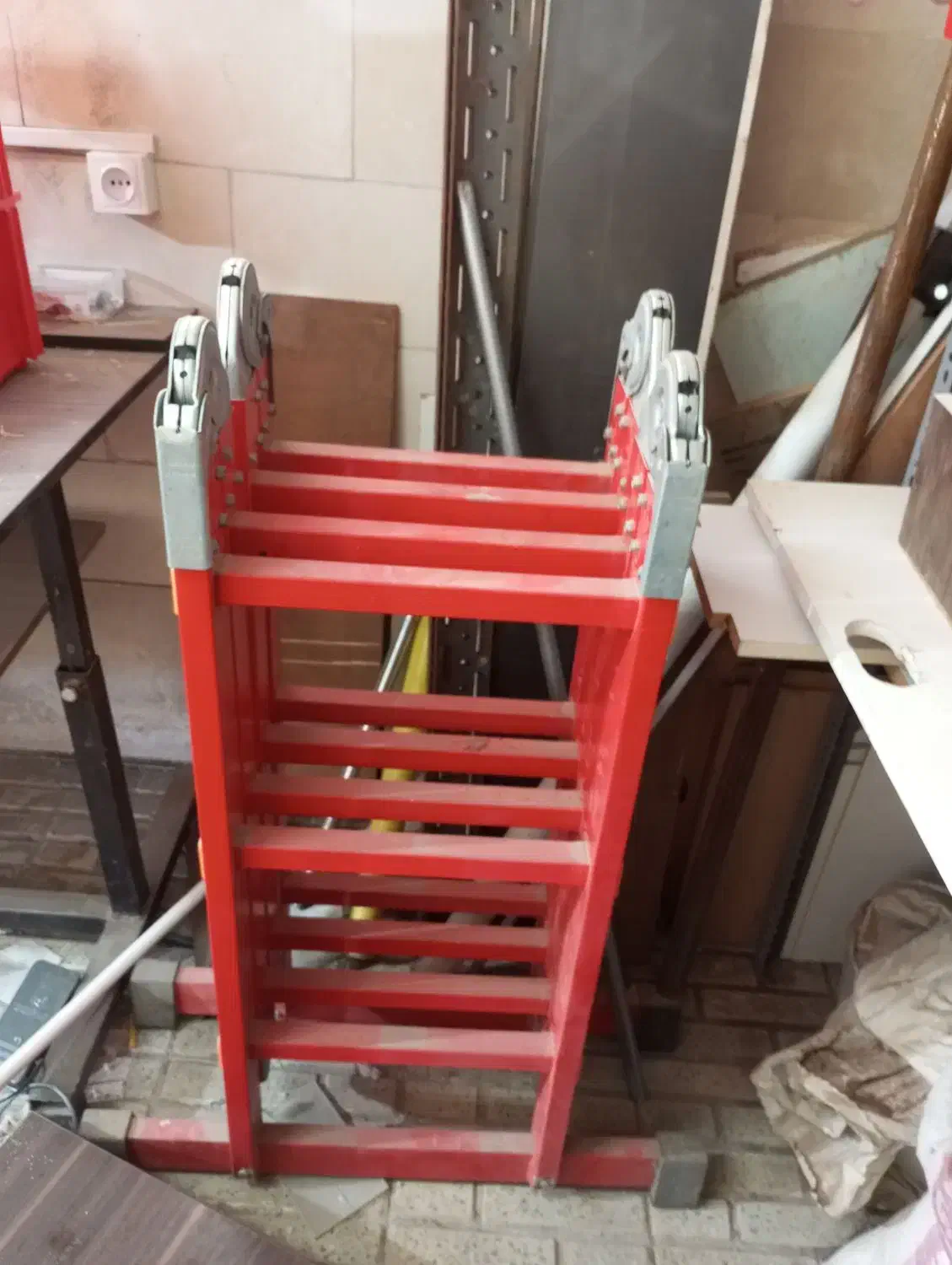 نردبان تاشو آلومینیوم چهار متری|ابزارآلات|مشکیندشت, |دیوار