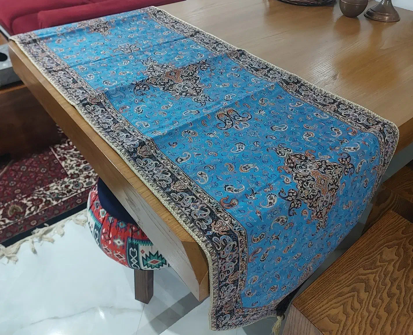 فروش رومیزی ترمه و روبالشی نخی قدیمی|پرده، رانر، رومیزی|خلخال, |دیوار