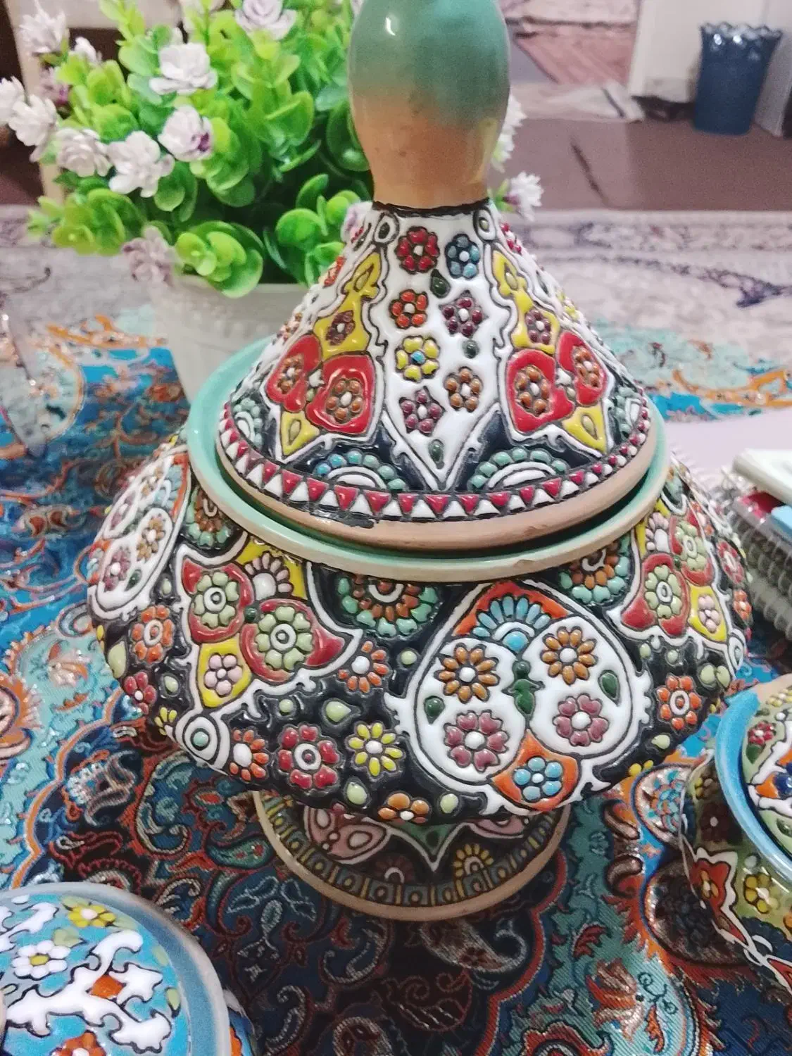 شوکولات خوری مینا کاری همراه دوتا قندان|صنایع دستی و سایر لوازم تزئینی|تهران, امام زاده عبدالله|دیوار