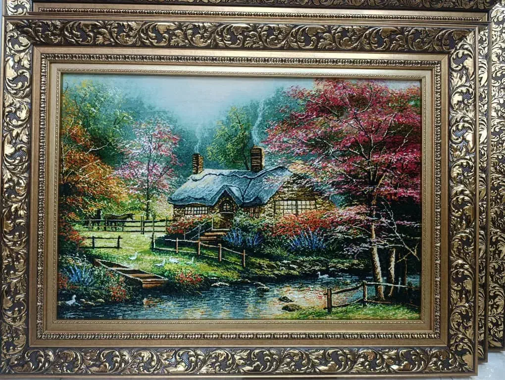 تابلو فرش چله ابریشم منظره/فروشگاه ماندگار اقساطی|تابلو فرش|تهران, بوستان جنگلی لویزان|دیوار