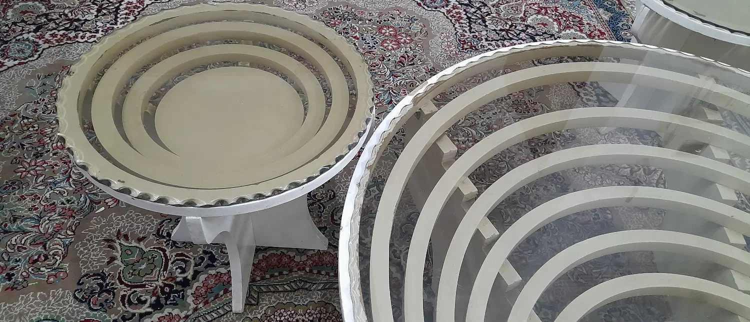میزعسلی چوبی و شیشه ای دایره|مبلمان خانگی و میز عسلی|تهران, سیزده آبان|دیوار