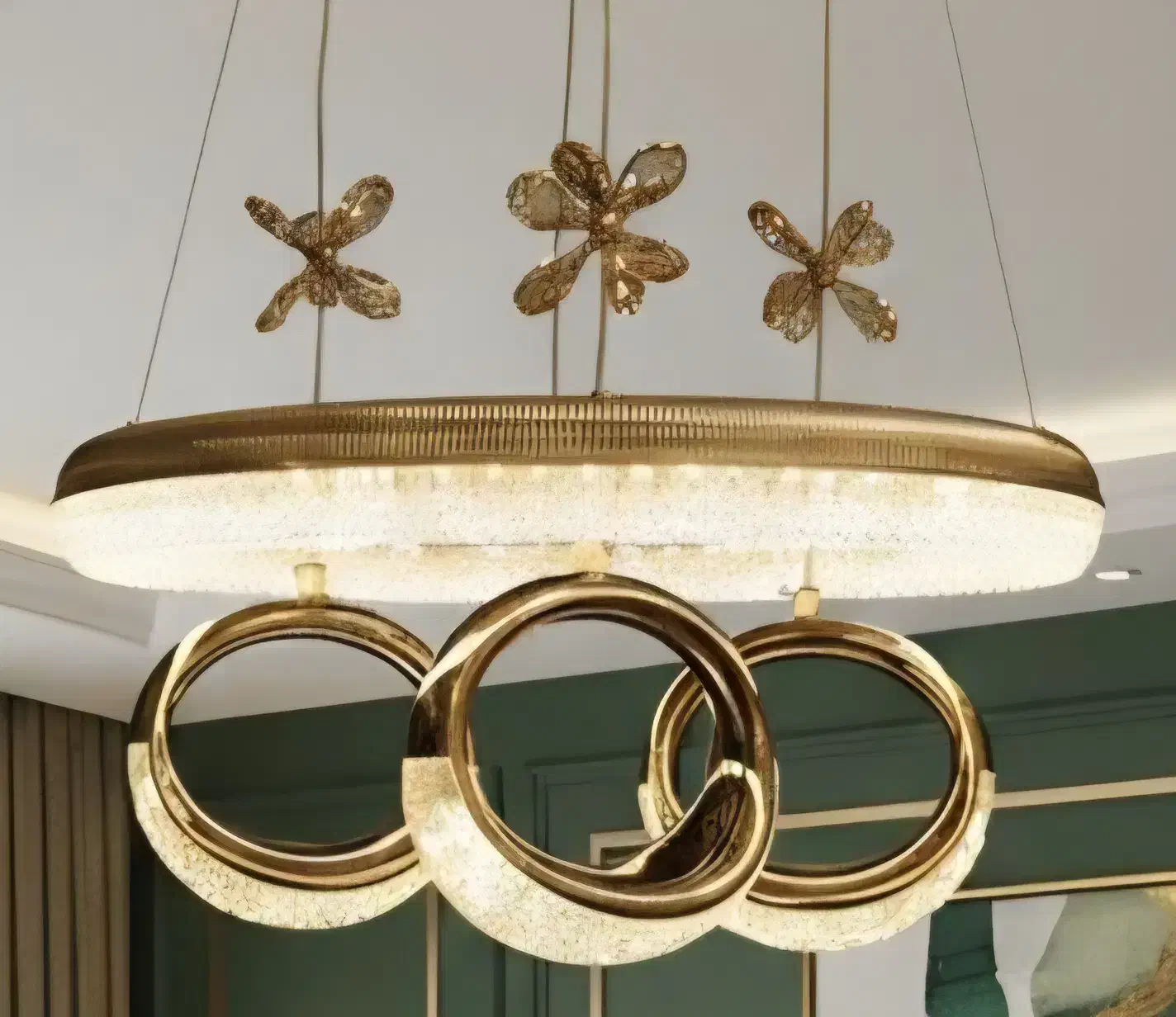 لوستر‌ مدرن‌ وارداتی‌ کد LB0500 مدل سه‌حللقه طلا|لوستر و چراغ آویز|تهران, امام زاده حسن|دیوار