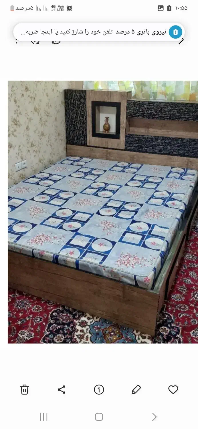 تختخواب  دونفری با دوتا عسلی وتشک|تخت و سرویس خواب|اردبیل, |دیوار