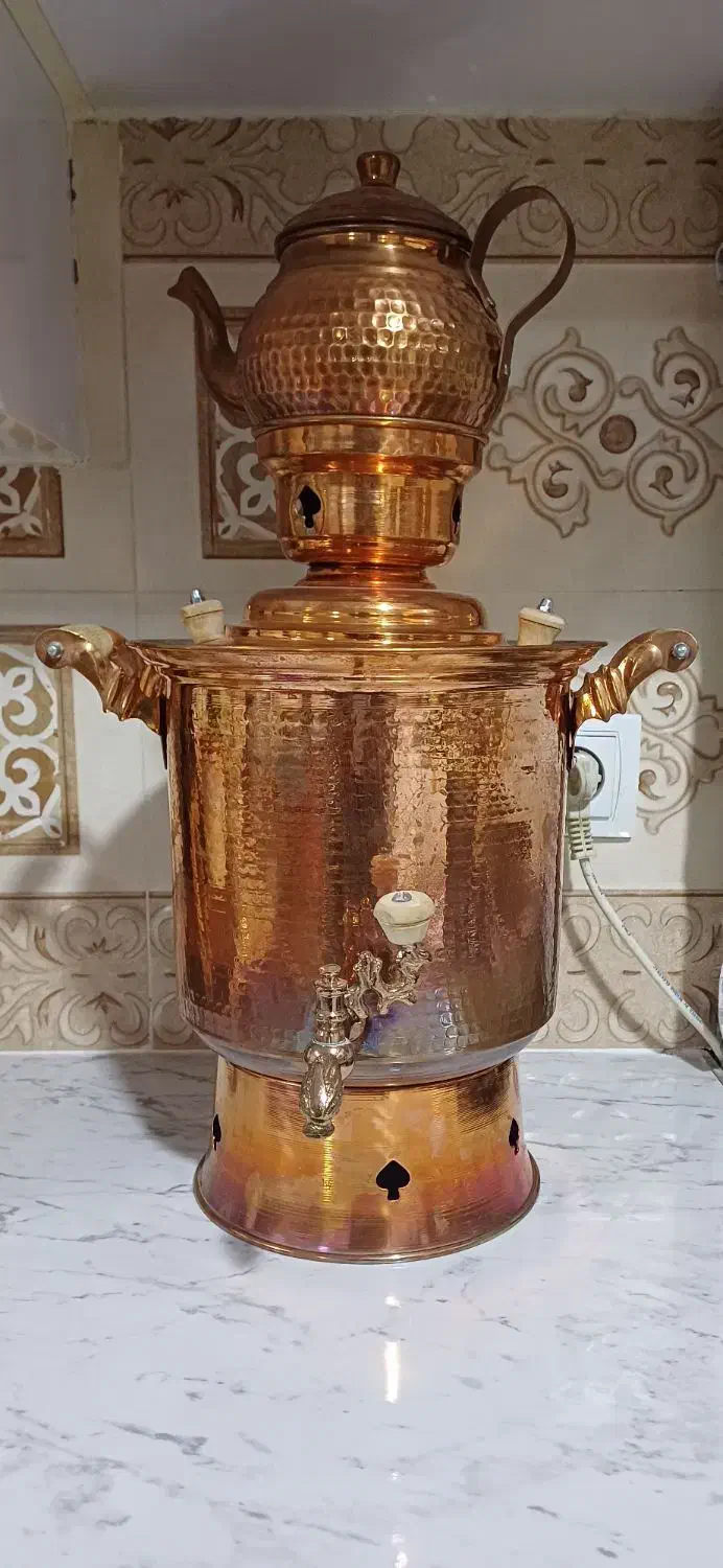 سماور روگازی مسی نونو با قوری|سماور، چایساز، قهوهساز|تبریز, |دیوار