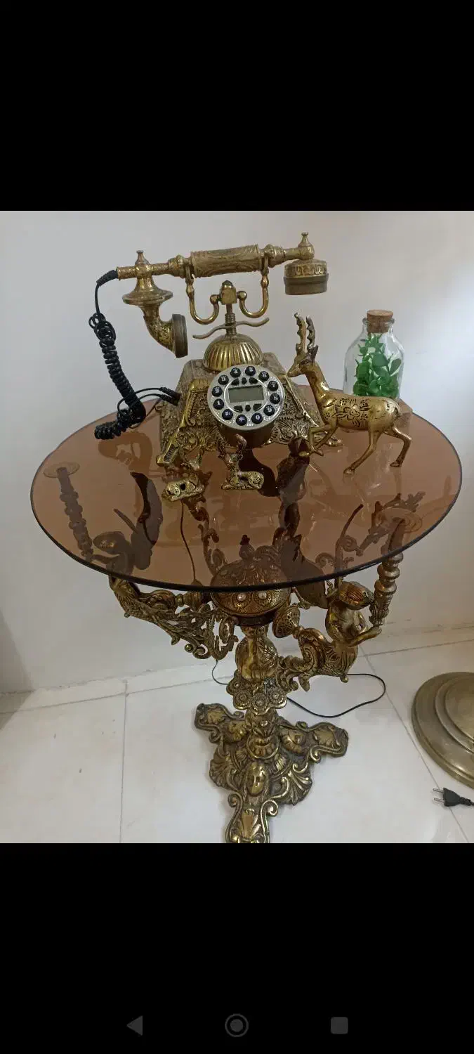 میزو تلفن اصل برنز و آباژور.مجسمه گوزن|میز تلفن|تهران, شهرک شریعتی|دیوار