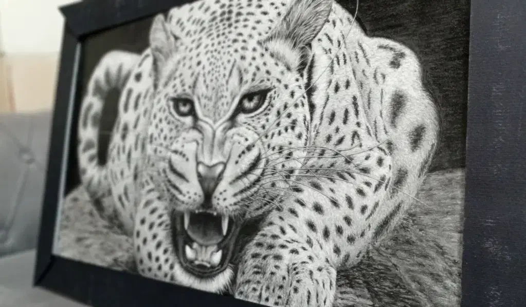 نقاشی غرش پلنگ|تابلو، نقاشی، عکس|لنجان, |دیوار