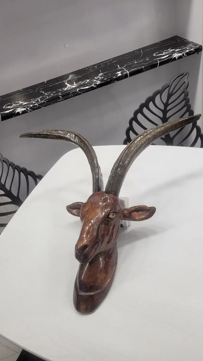 مجسمه چوبی با شاخ طبیعی|مجسمه، تندیس، ماکت|تهران, بازار|دیوار