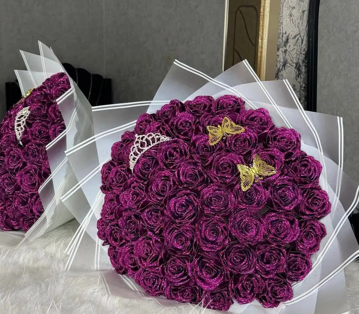 دسته گل و باکس گل روبانی جاودان روز مادر و زن یلدا|گل مصنوعی|رشت, صفاری|دیوار