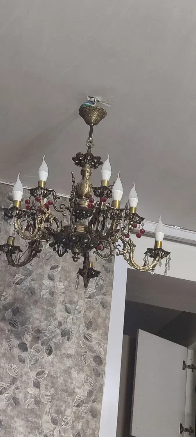 لوستر برنزی اصل|لوستر و چراغ آویز|تبریز, |دیوار