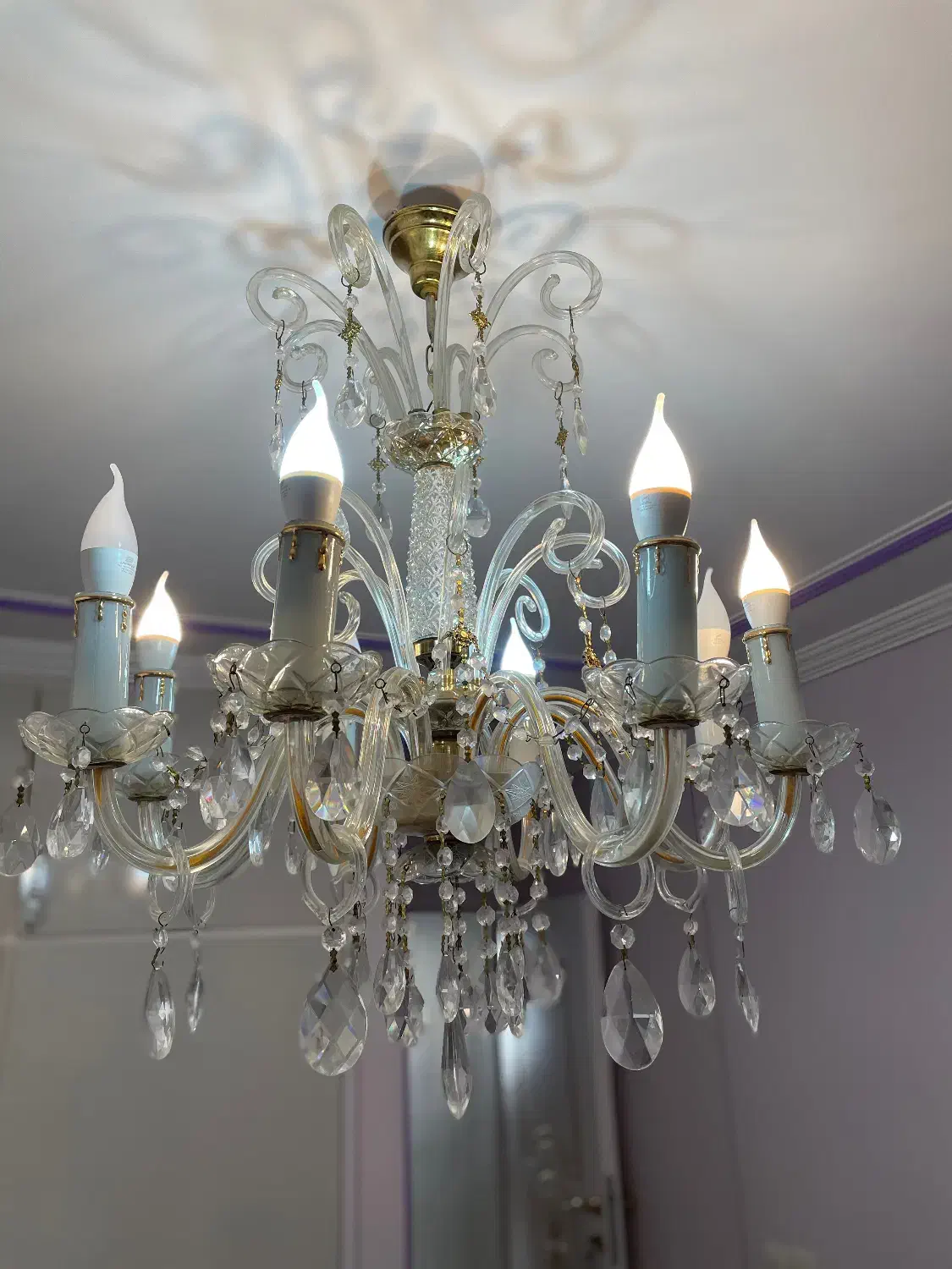 لوستر ۸شاخه کریستالی|لوستر و چراغ آویز|تبریز, |دیوار