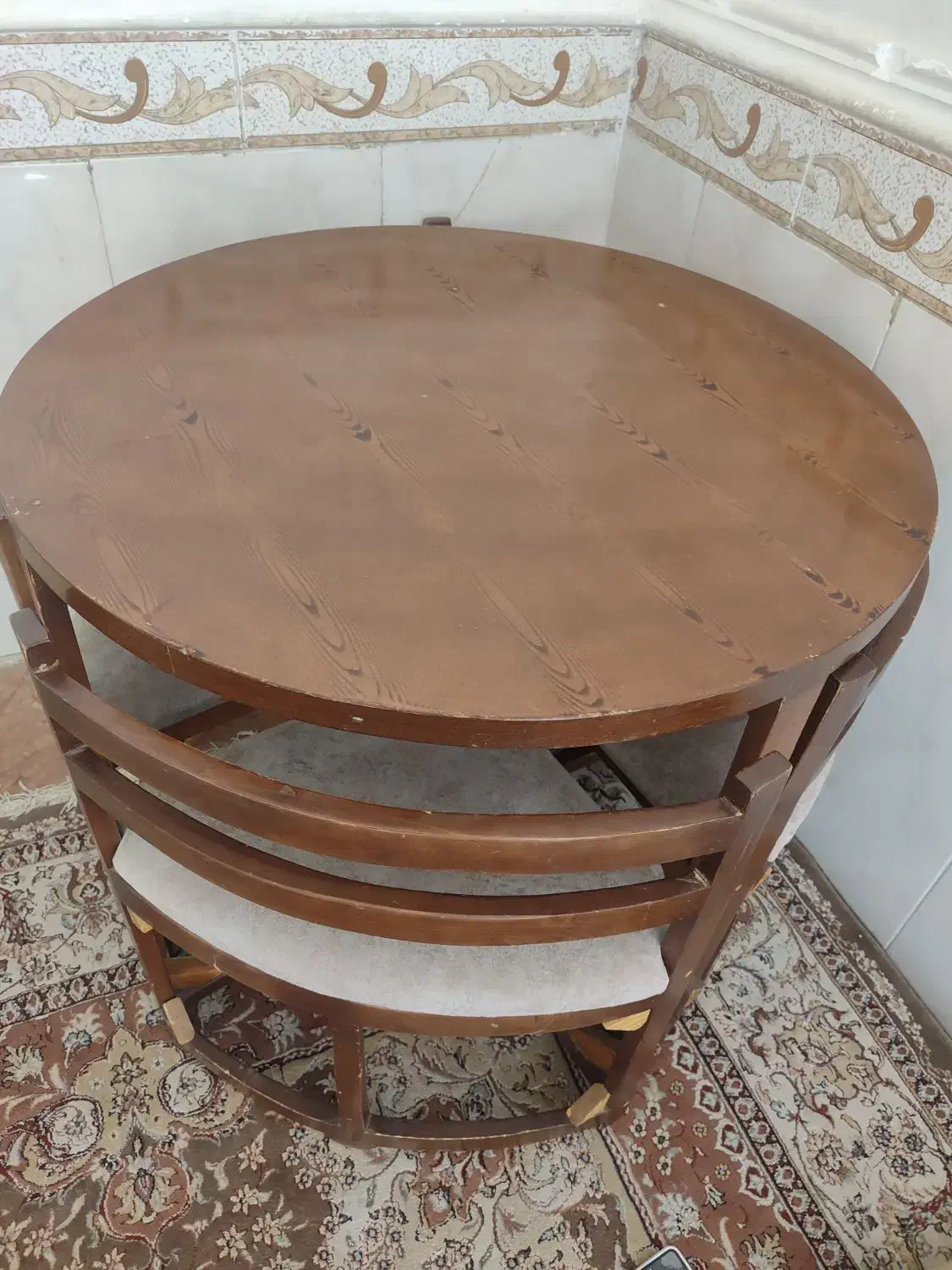 میزصندلی ناهار خوری چوبی چهارنفر،، خورموج|میز و صندلی غذاخوری|خورموج, |دیوار