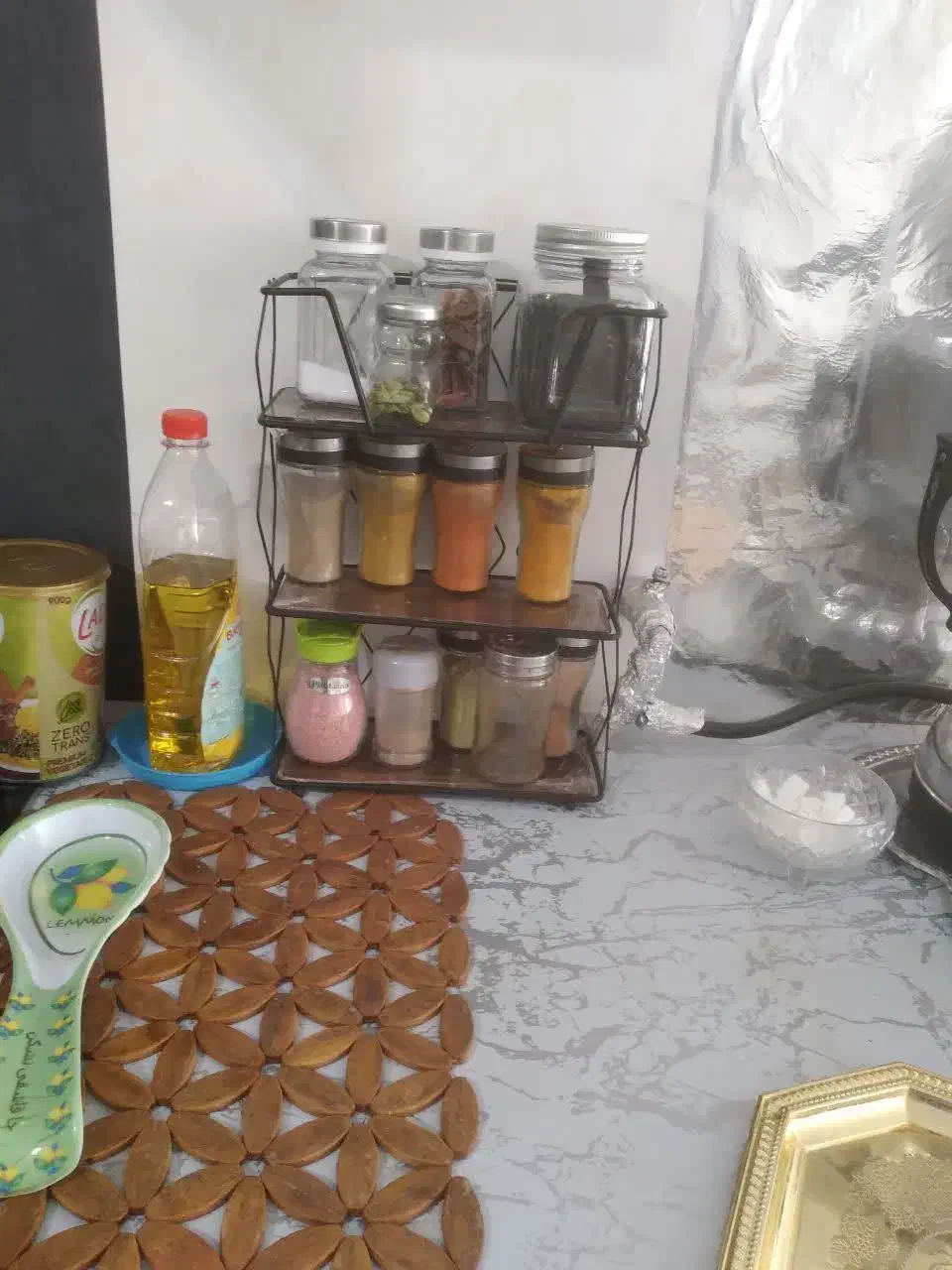 استند سه طبقه ادویه جات|آبچکان و نظمدهنده ظروف|شاهینشهر, شهرک گلدیس|دیوار