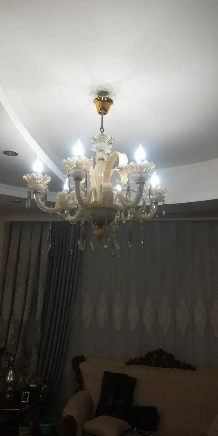 یک جفت لوستر نو کریستالی هرکدام 6شاخه|لوستر و چراغ آویز|زنجان, |دیوار