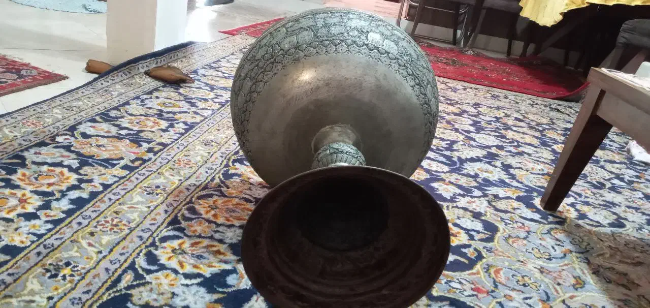 جام ظرف میوه قدیمی مس وبرنج اب کاری نقره|کلکسیون اشیاء عتیقه|تهران, بنی‌هاشم|دیوار