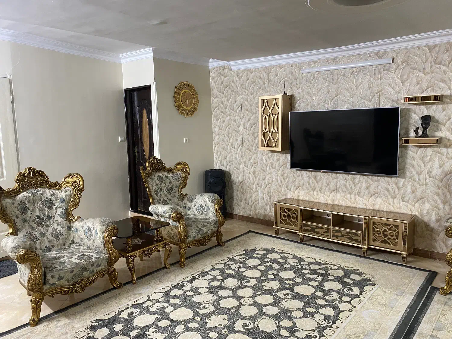 جفت فرش۹متری ذغالی طلاکوب نو نو|فرش|ری, شهادت|دیوار