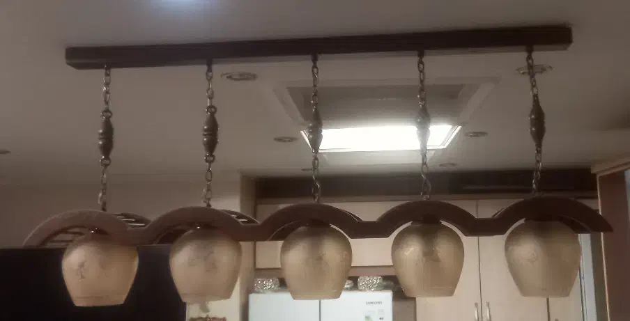 لوسترنهارخوری ریلی خطی چوبی اپن کانتری حباب شاخه|لوستر و چراغ آویز|تهران, نصرت|دیوار