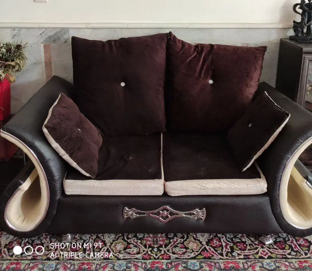 مبل چرم دو رنگ|مبلمان خانگی و میز عسلی|رفسنجان, |دیوار