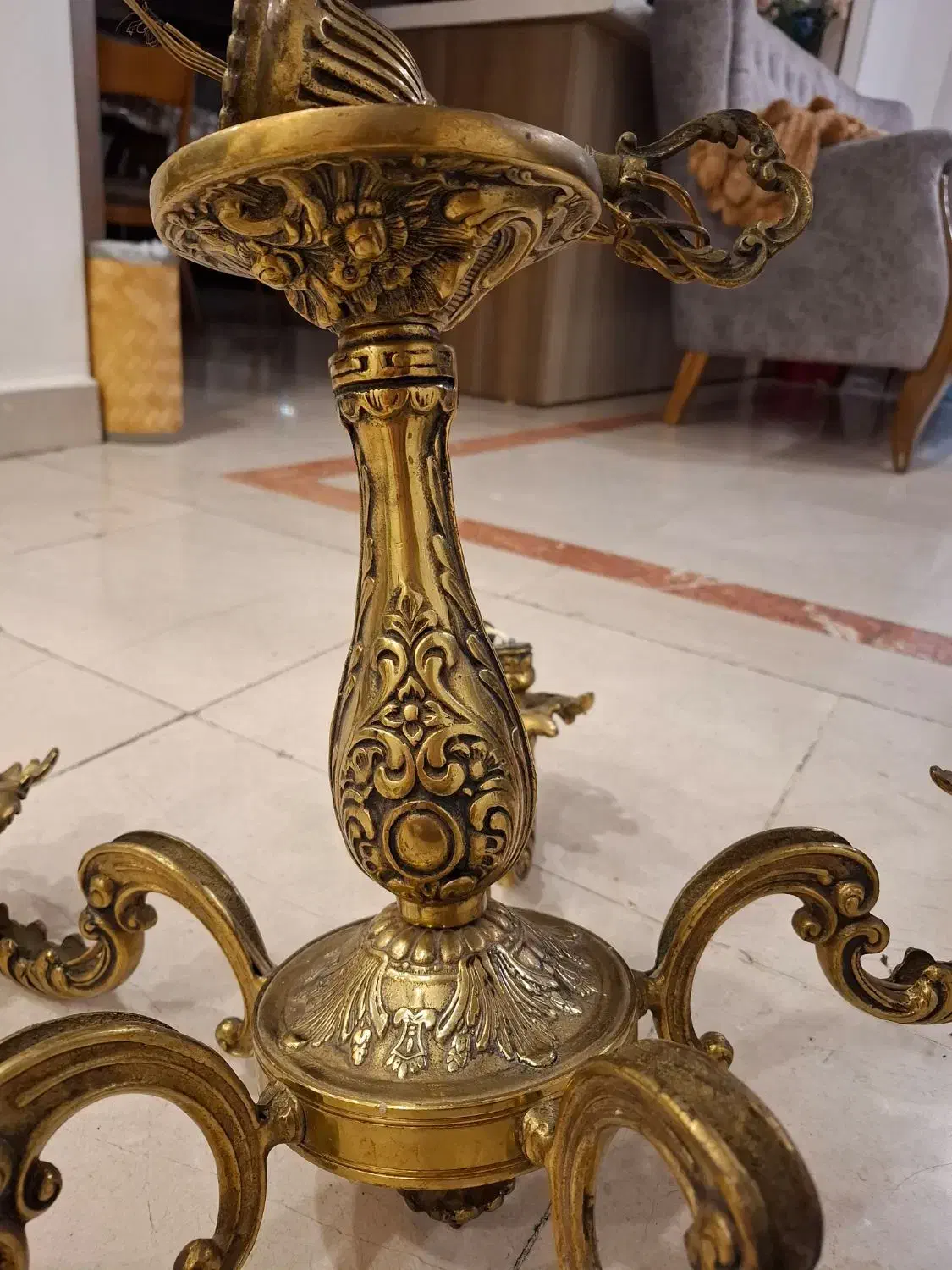 لوستر ۵ شاخه برنز|لوستر و چراغ آویز|تهران, اختیاریه|دیوار