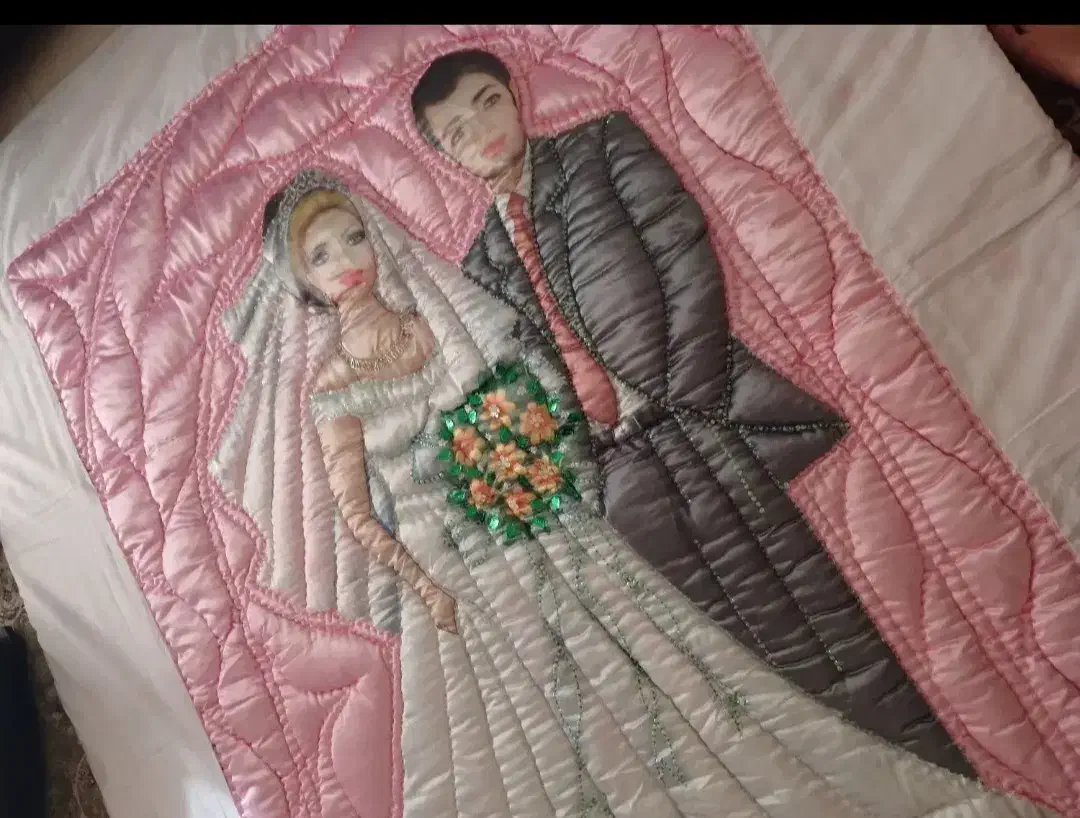 لحاف عروس دامادبرجسته|رختخواب، بالش، پتو|محمدیه-قزوین, |دیوار