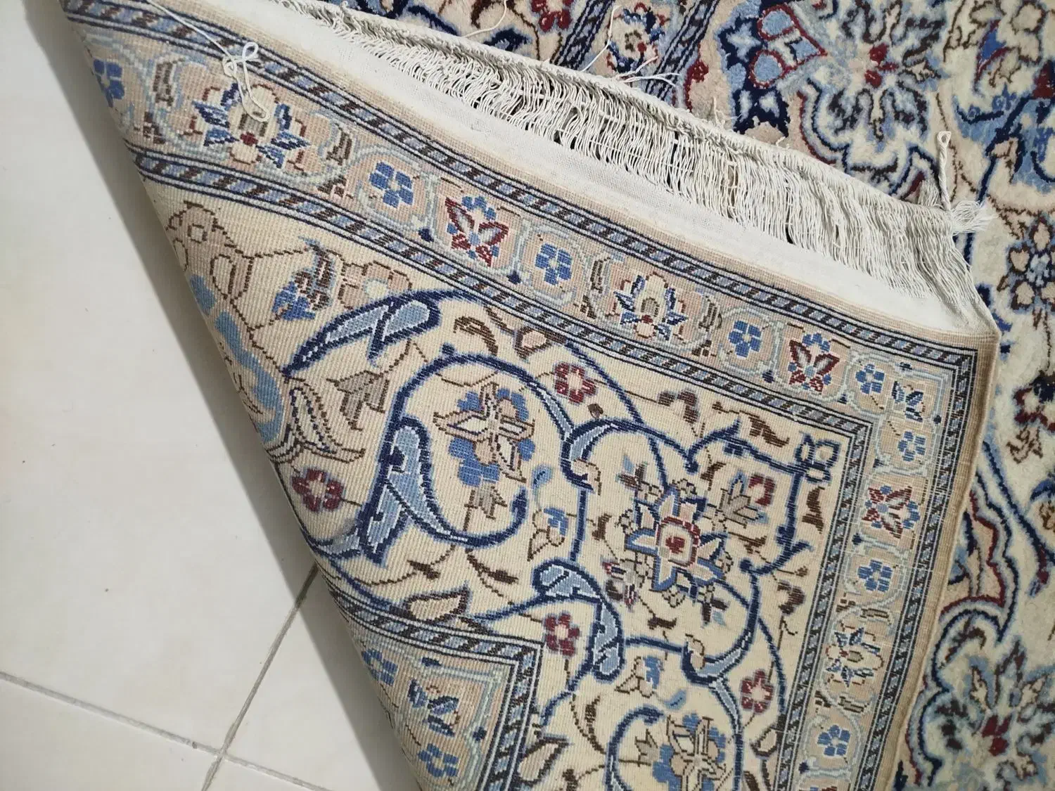 فرش دستباف گل ابریشم نه متری ۹ متری نایین اصلی|فرش|فردیس, قریشی|دیوار