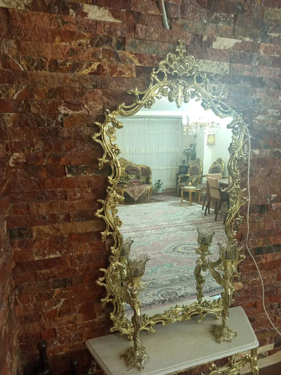 آینه کنسول برنز اصل|بوفه، ویترین، کنسول|ملایر, |دیوار