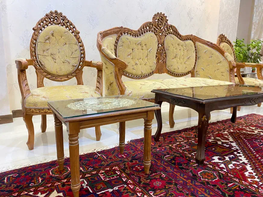 مبل نه نفره پشت و‌ رو منبت(فرحی)|مبلمان خانگی و میز عسلی|سهند, |دیوار